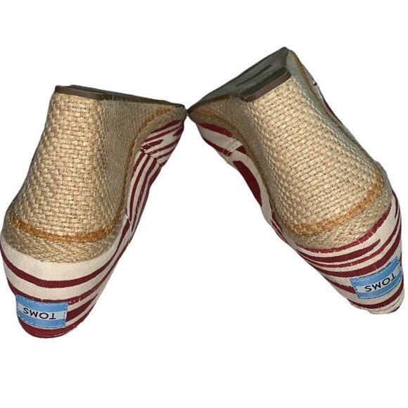Toms Canvas Espadrille Peep Toe Wedges Size W11 - Picture 5 of 7